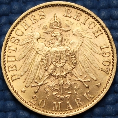 Золотая монета 20 марок "Вильгельм II"