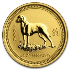 Золотая монета "Лунный календарь 1 - Год Собаки" 2006 год 1/4 унции