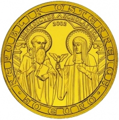 50 евро 2002 года "2000 лет Христианства, Орден и Мир", 10 гр.