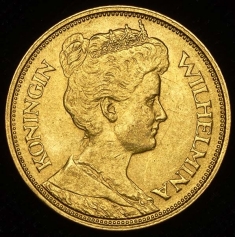 Золотая монета 5 гульденов 1912 г, Au900, 3,36 г.