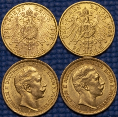 Золотая монета 20 марок "Вильгельм II"