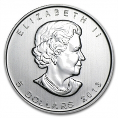 Серебряная монета Канады 5 долларов "Антилопа" 1oz,31,1г.,Ag 9999, 2013 год