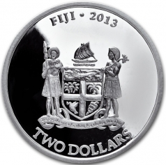 Серебряная монета "Черепаха Таку", Фиджи, 2 доллара