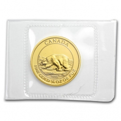 Золотая монета Канады "Полярный медведь" 10 долларов 2013, Au999, 1/4 Oz