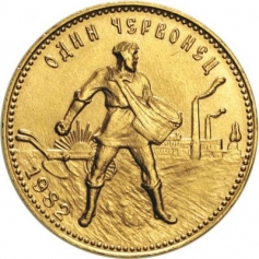 Золотая монета "Червонец Сеятель" 1982 год ЛМД 8,6 грамм