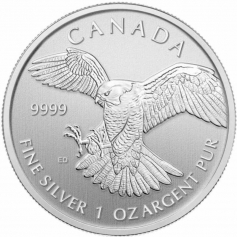 Серебряная монета Канады 5 долларов "Сапсан" 1 oz, 31,1г.,Ag 9999, 2014 год