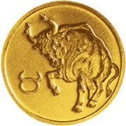 Золотая монета 25 рублей "Телец" Серия: Знаки Зодиака 2003г., 