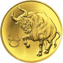 Золотая монета 50 рублей "Телец" Серия: Знаки зодиака. 7,78г., 2004г., Au 999