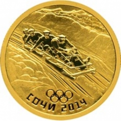 Золотая монета "Сочи спорт"  олимпиада 2014г. , 50 рублей, 2014 год