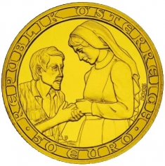 50 евро 2003 года "2000 лет Христианства, Благотворительность", 10 гр.