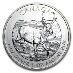 Серебряная монета Канады 5 долларов "Антилопа" 1oz,31,1г.,Ag 9999, 2013 год