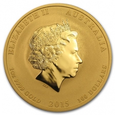 Золотая монета Австралии 100 Dollars Лунный календарь II- "Год Козы" 2015 год 1oz