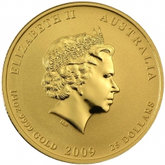 Золотая монета Австралии 25 Dollars  Лунный календарь 1-"Год Быка" 2009 год 