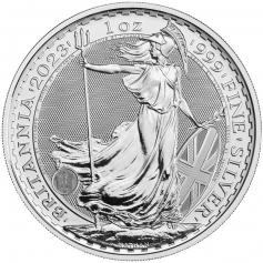 Серебряная монета 2 фунта "Британия" 31.1 грамм, 2023г.,Ag 999