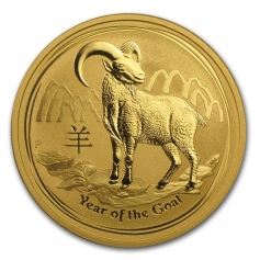 Золотая монета Австралии 100 Dollars Лунный календарь II- "Год Козы" 2015 год 1oz