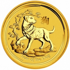 Золотая монета Австралии 100 долларов Лунар-2 "Год Собаки" 2018 год 1oz