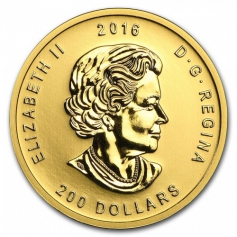 Золотая монета Канады "Рычащий Гризли" 200 долларов 2016 год 31.1 грамм