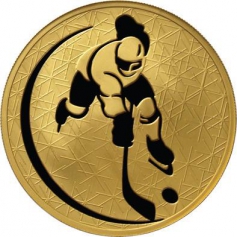 Золотая монета "Хоккей", 200 рублей, 2010 год