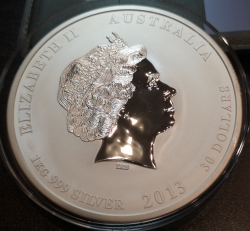 Серебряная монета 30 долларов Год Змеи 2013 года 1000 г