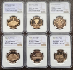Набор золотых монет "Олимпиада 80" 100 рублей в слабах NGC PROOF 69 UC