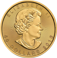 Золотая монета "Кленовый лист" 31,1 г , Canadian Gold Maple Leaf, 1oz