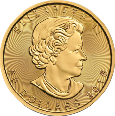 Золотая монета "Кленовый лист", Canadian Gold Maple Leaf, 1oz