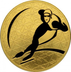 Золотая монета "Конькобежный спорт", 200 рублей, 2009 год