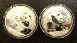 Серебряная монета "Панда" разные года, 31,1 г