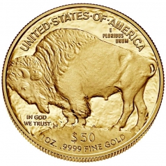 Золотая монета "Бизон Баффало" или "Голова индейца", 50 долларов
