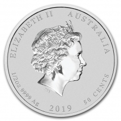 Серебряная монета "Год Свиньи " 2019 год (Серия Лунар-2)", 50 центов, 1/2 унции