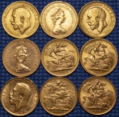 Золотая монета "Соверен", 1 фунт, (РАЗНЫЕ ГОДА)