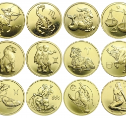 Золотая монета "Серия знаки зодиака" ,  50 рублей, 2003-2004 год